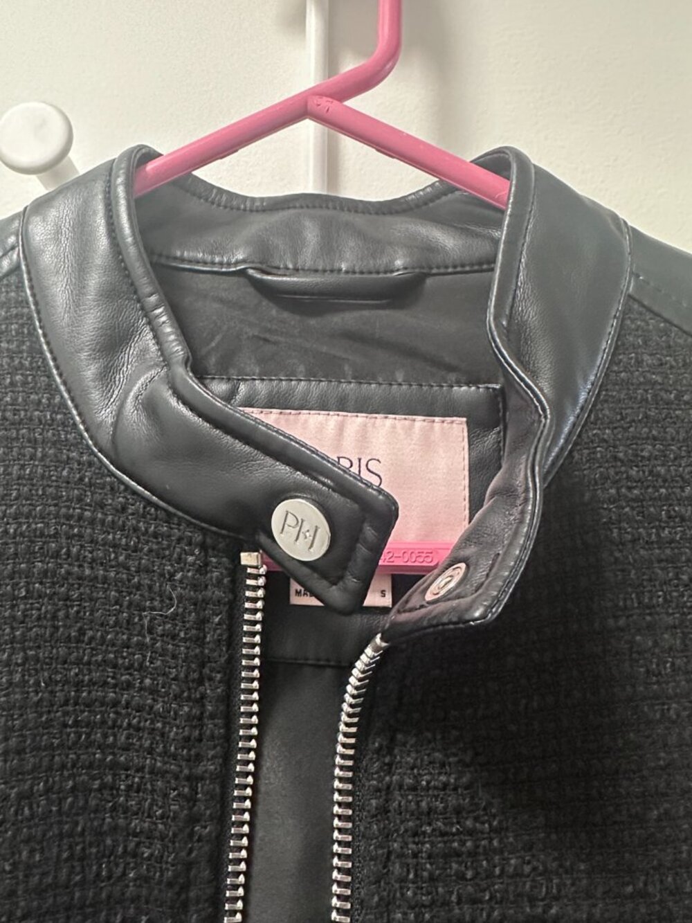 Parish Hilton Vegan Leather Jacket Black/Silver Size S View 3